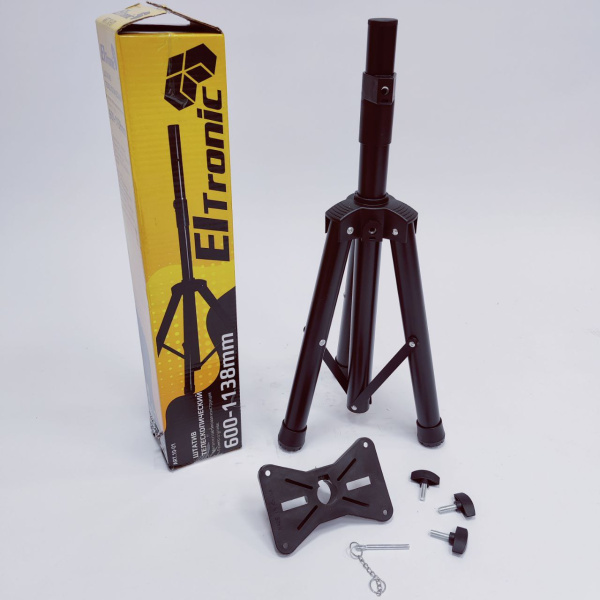 Профессиональная стойка (штатив) для акустических систем, колонок ELTRONIC  (600-1138мм) арт. 10-01 c монтажной площадкой